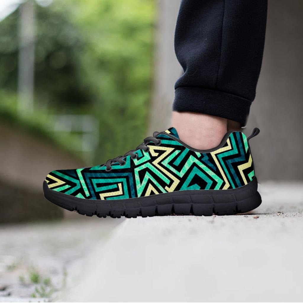 Green Geometric Abstract Women's Sneakers-grizzshop