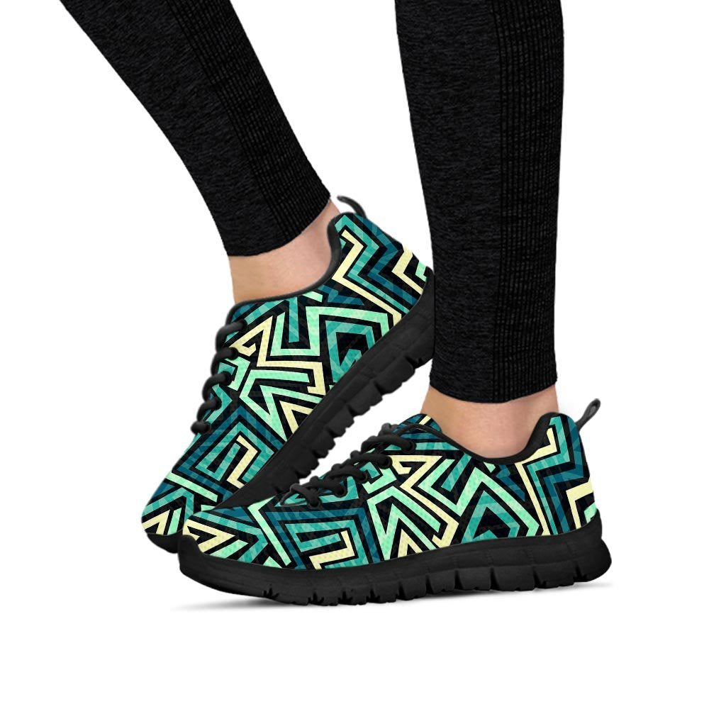 Green Geometric Abstract Women's Sneakers-grizzshop