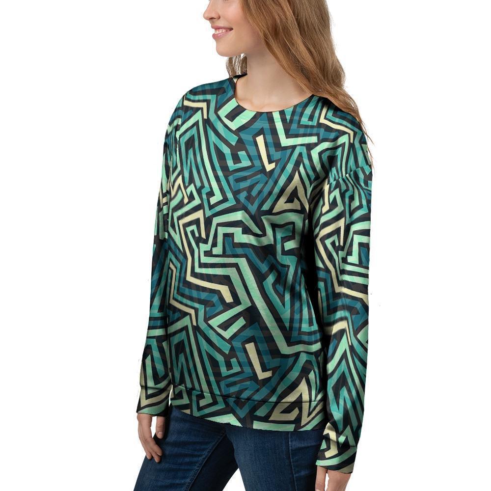 Green Geometric Abstract Women's Sweatshirt-grizzshop