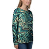 Green Geometric Abstract Women's Sweatshirt-grizzshop