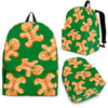 Green Gingerbread Man Chirstmas Pattern Print Backpack-grizzshop