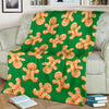 Green Gingerbread Man Chirstmas Pattern Print Blanket-grizzshop