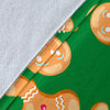 Green Gingerbread Man Chirstmas Pattern Print Blanket-grizzshop