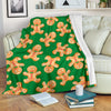 Green Gingerbread Man Chirstmas Pattern Print Blanket-grizzshop