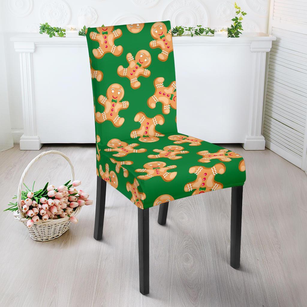 Green Gingerbread Man Chirstmas Pattern Print Chair Cover-grizzshop