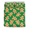 Green Gingerbread Man Chirstmas Pattern Print Duvet Cover Bedding Set-grizzshop
