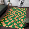 Green Gingerbread Man Chirstmas Pattern Print Floor Mat-grizzshop