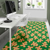 Green Gingerbread Man Chirstmas Pattern Print Floor Mat-grizzshop