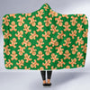 Green Gingerbread Man Chirstmas Pattern Print Hooded Blanket-grizzshop