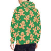 Green Gingerbread Man Chirstmas Pattern Print Men Pullover Hoodie-grizzshop