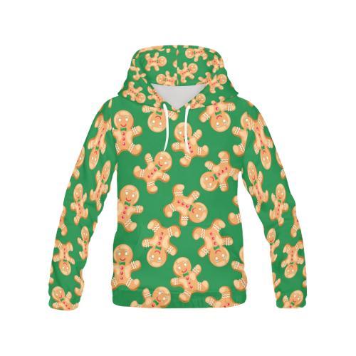 Green Gingerbread Man Chirstmas Pattern Print Men Pullover Hoodie-grizzshop