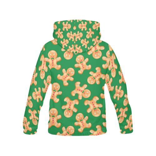 Green Gingerbread Man Chirstmas Pattern Print Men Pullover Hoodie-grizzshop