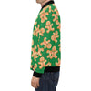 Green Gingerbread Man Chirstmas Pattern Print Men's Bomber Jacket-grizzshop