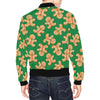 Green Gingerbread Man Chirstmas Pattern Print Men's Bomber Jacket-grizzshop