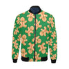 Green Gingerbread Man Chirstmas Pattern Print Men's Bomber Jacket-grizzshop