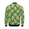 Green Gingerbread Man Chirstmas Pattern Print Men's Bomber Jacket-grizzshop