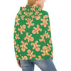 Green Gingerbread Man Chirstmas Pattern Print Women Pullover Hoodie-grizzshop