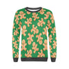 Green Gingerbread Man Chirstmas Pattern Print Women's Sweatshirt-grizzshop