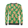 Green Gingerbread Man Chirstmas Pattern Print Women's Sweatshirt-grizzshop