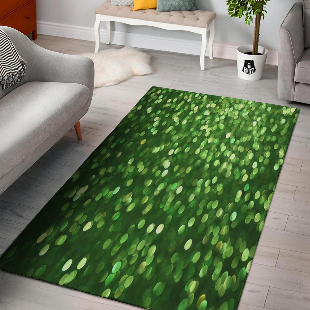 Green Glitter Texture Shamrock Print Pattern Floor Mat-grizzshop