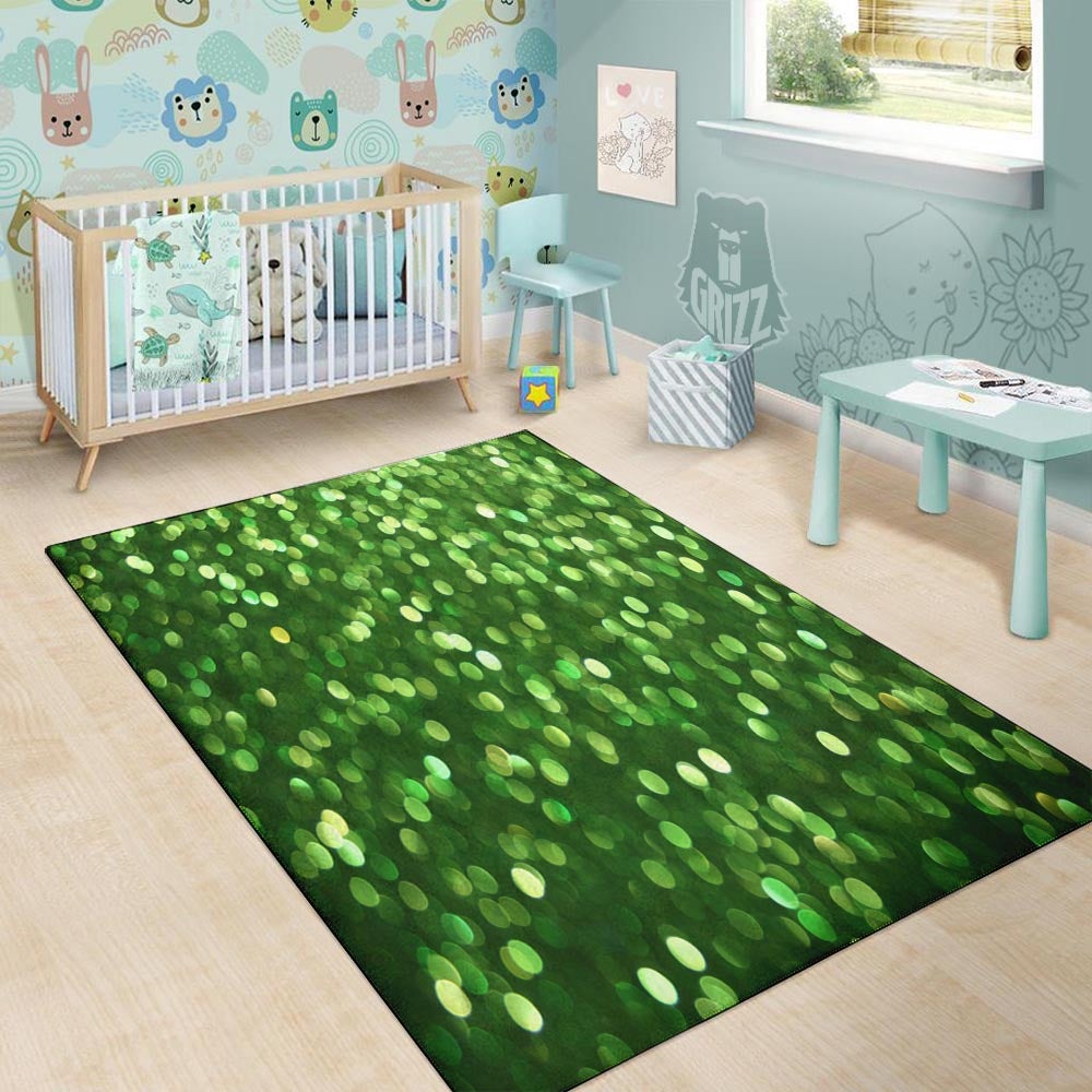 Green Glitter Texture Shamrock Print Pattern Floor Mat-grizzshop