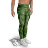 Green Golden Cracked Marble Print Men's Leggings-grizzshop