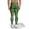 Green Golden Cracked Marble Print Men's Leggings-grizzshop