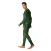 Green Golden Cracked Marble Print Men's Pajamas-grizzshop