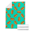 Green Hot Dog Pattern Print Blanket-grizzshop