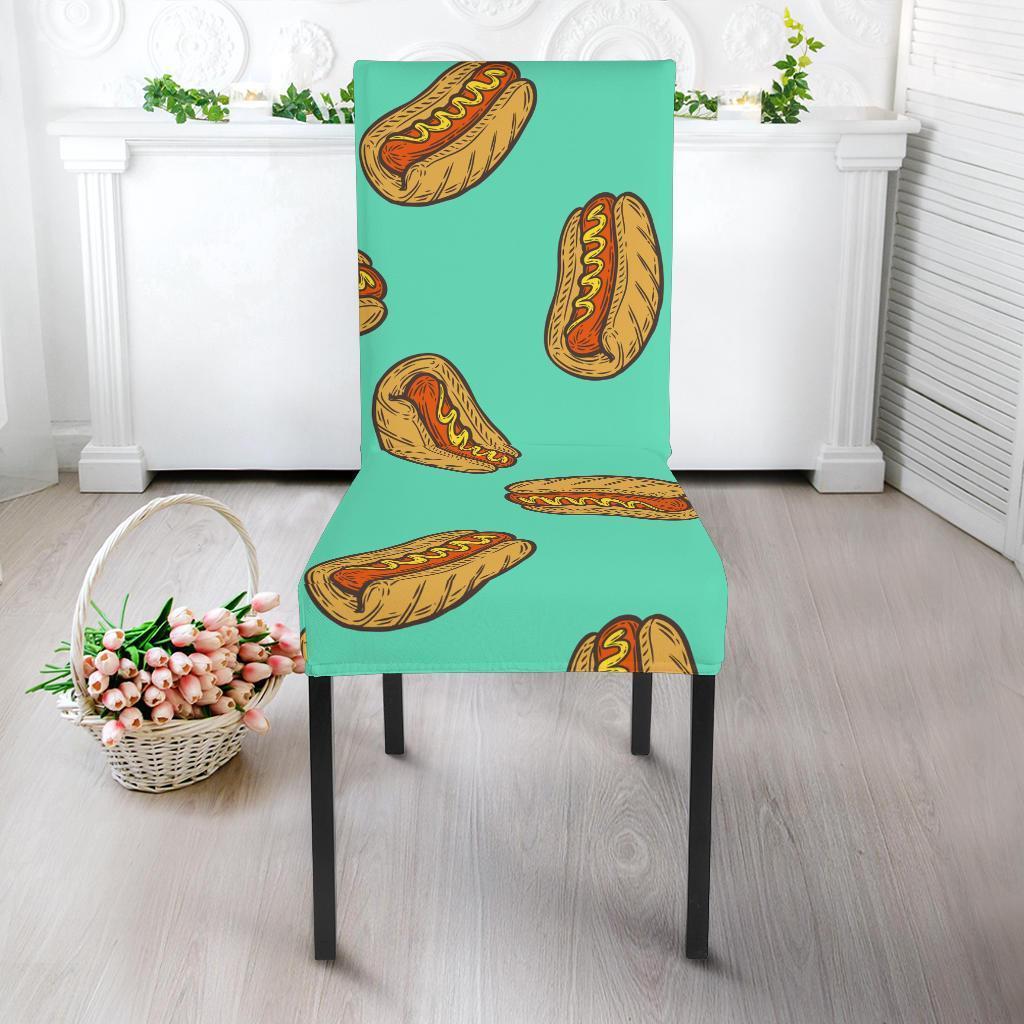 Green Hot Dog Pattern Print Chair Cover-grizzshop