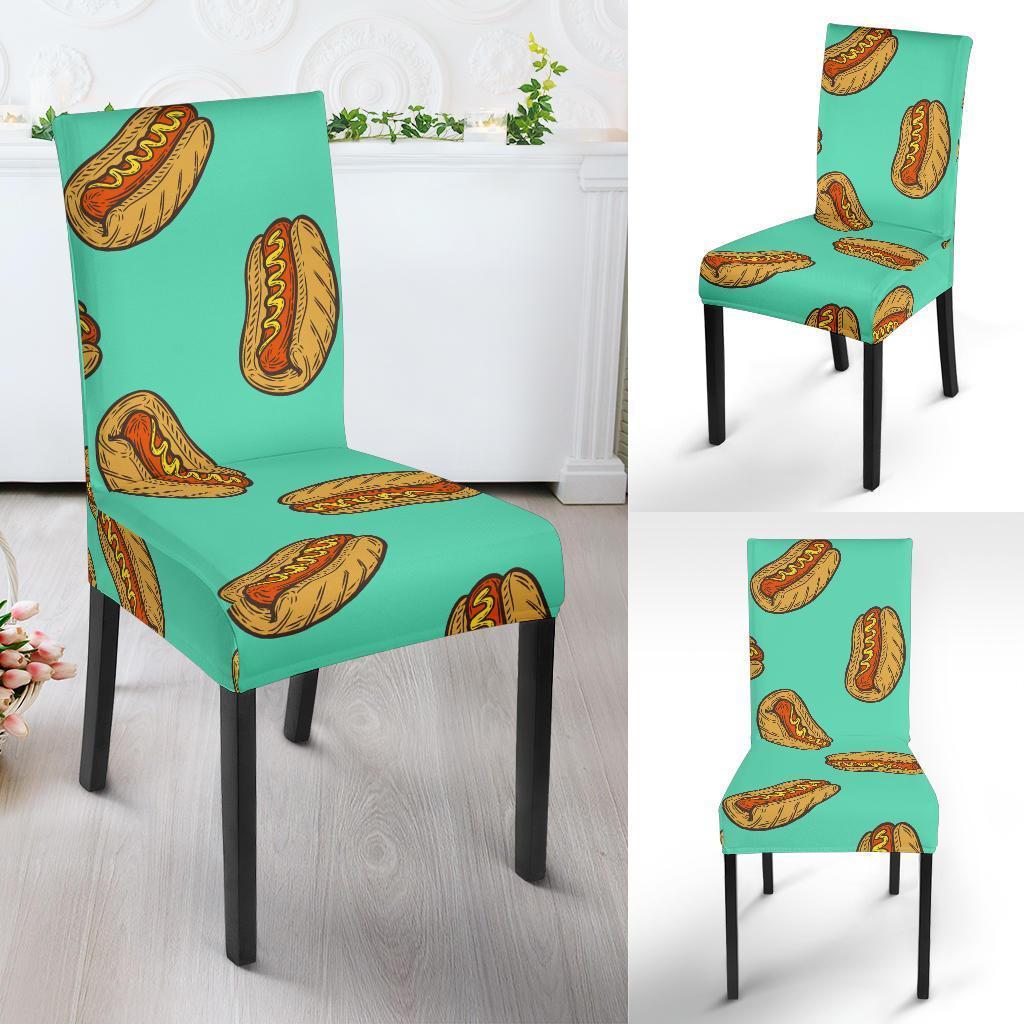 Green Hot Dog Pattern Print Chair Cover-grizzshop