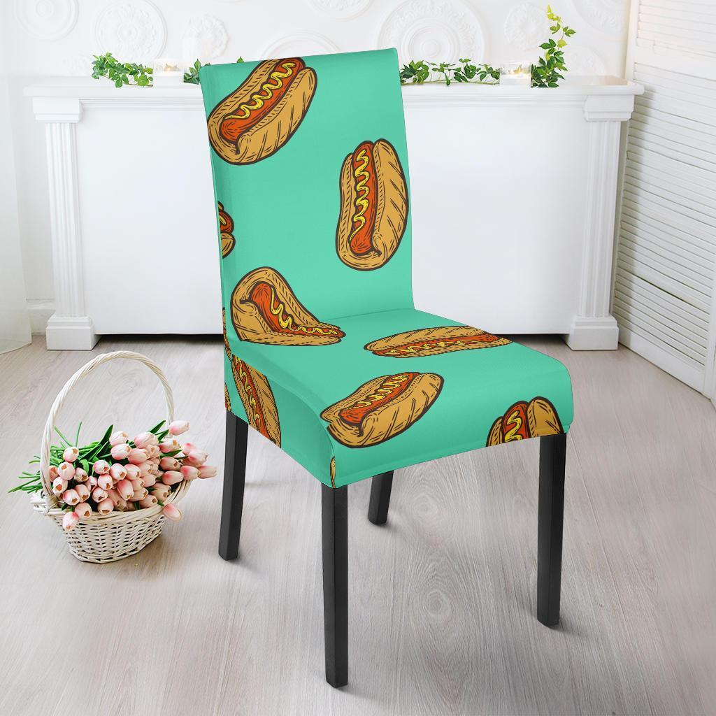 Green Hot Dog Pattern Print Chair Cover-grizzshop