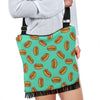 Green Hot Dog Pattern Print Crossbody Bags-grizzshop