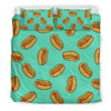 Green Hot Dog Pattern Print Duvet Cover Bedding Set-grizzshop