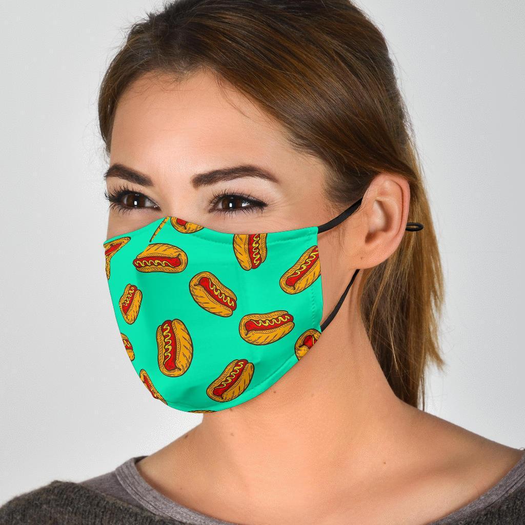 Green Hot Dog Pattern Print Face Mask-grizzshop