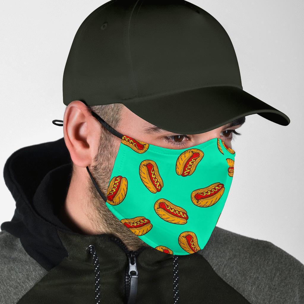 Green Hot Dog Pattern Print Face Mask-grizzshop