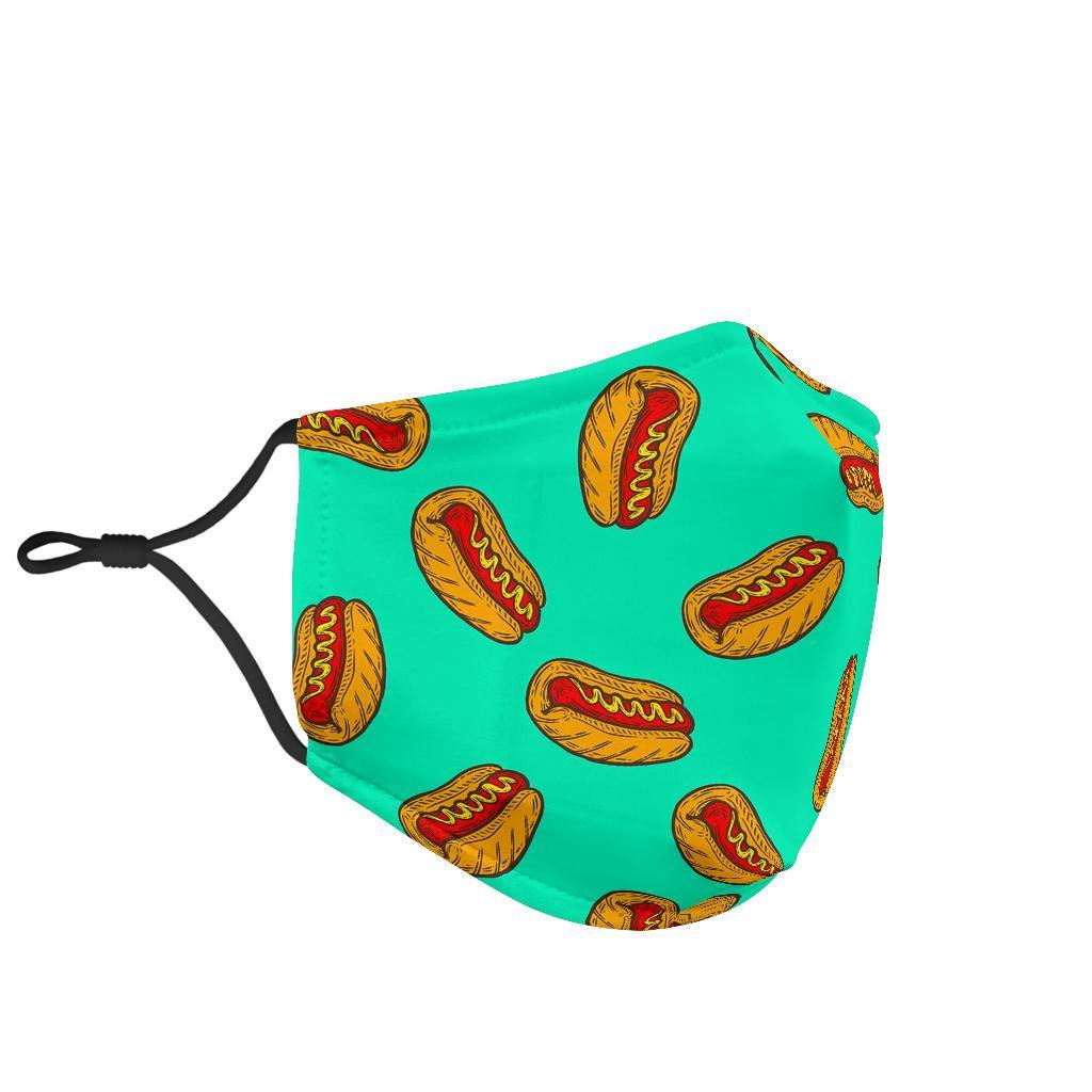 Green Hot Dog Pattern Print Face Mask-grizzshop