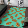 Green Hot Dog Pattern Print Floor Mat-grizzshop