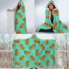 Green Hot Dog Pattern Print Hooded Blanket-grizzshop