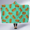 Green Hot Dog Pattern Print Hooded Blanket-grizzshop