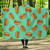 Green Hot Dog Pattern Print Hooded Blanket-grizzshop