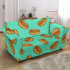 Green Hot Dog Pattern Print Loveseat Cover-grizzshop