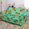 Green Hot Dog Pattern Print Loveseat Cover-grizzshop