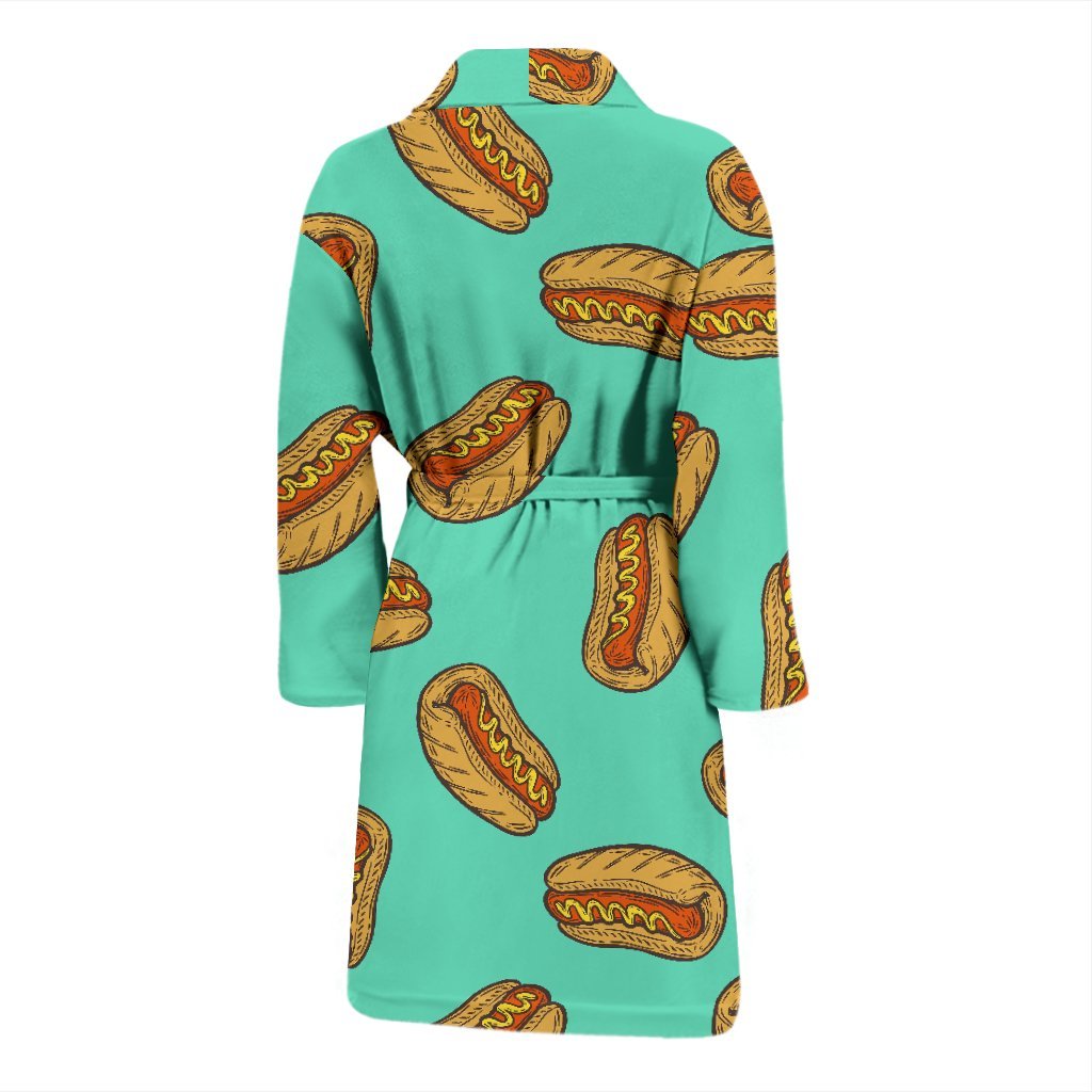 Green Hot Dog Pattern Print Men Long Robe-grizzshop