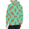 Green Hot Dog Pattern Print Men Pullover Hoodie-grizzshop