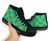 Green Hot Dog Pattern Print Men Women's High Top Shoes-grizzshop