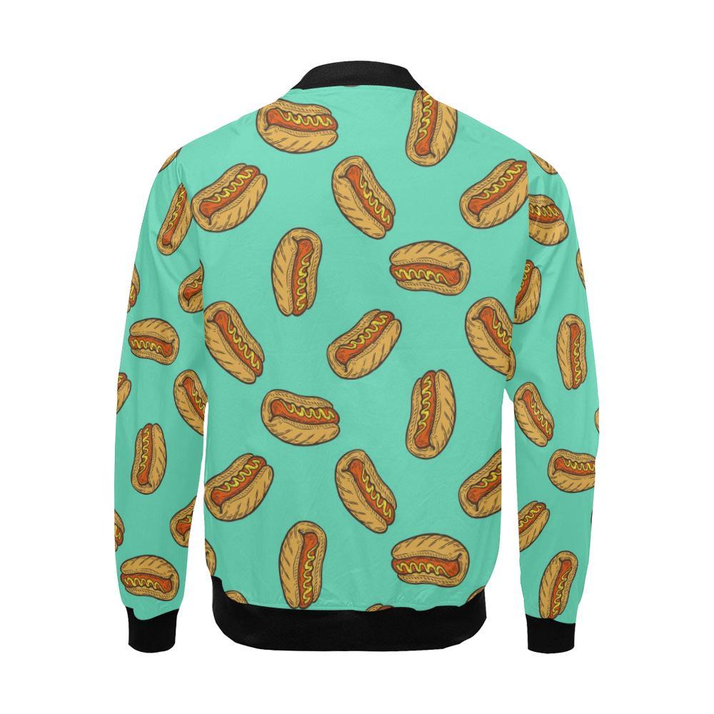 Green Hot Dog Pattern Print Men's Bomber Jacket-grizzshop