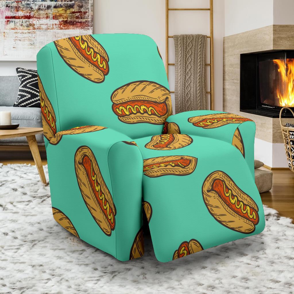 Green Hot Dog Pattern Print Recliner Cover-grizzshop