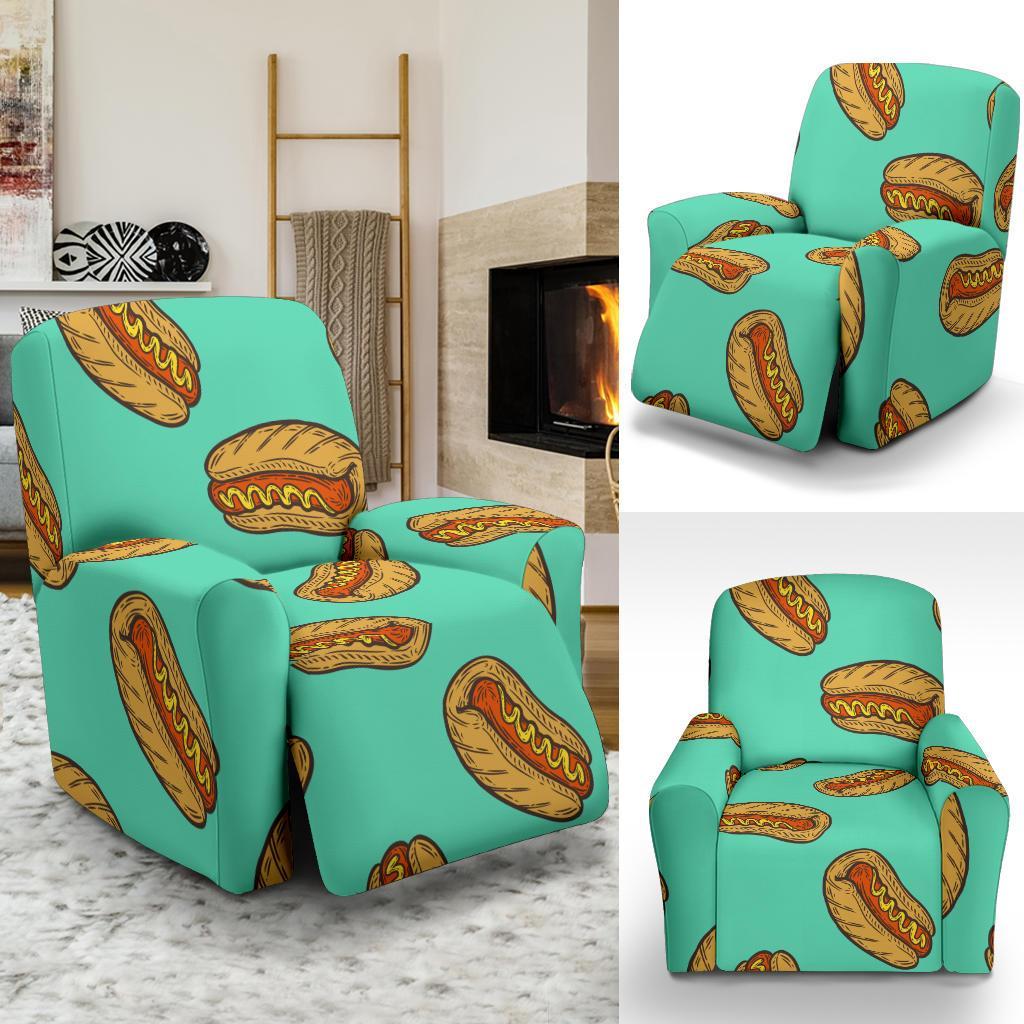 Green Hot Dog Pattern Print Recliner Cover-grizzshop