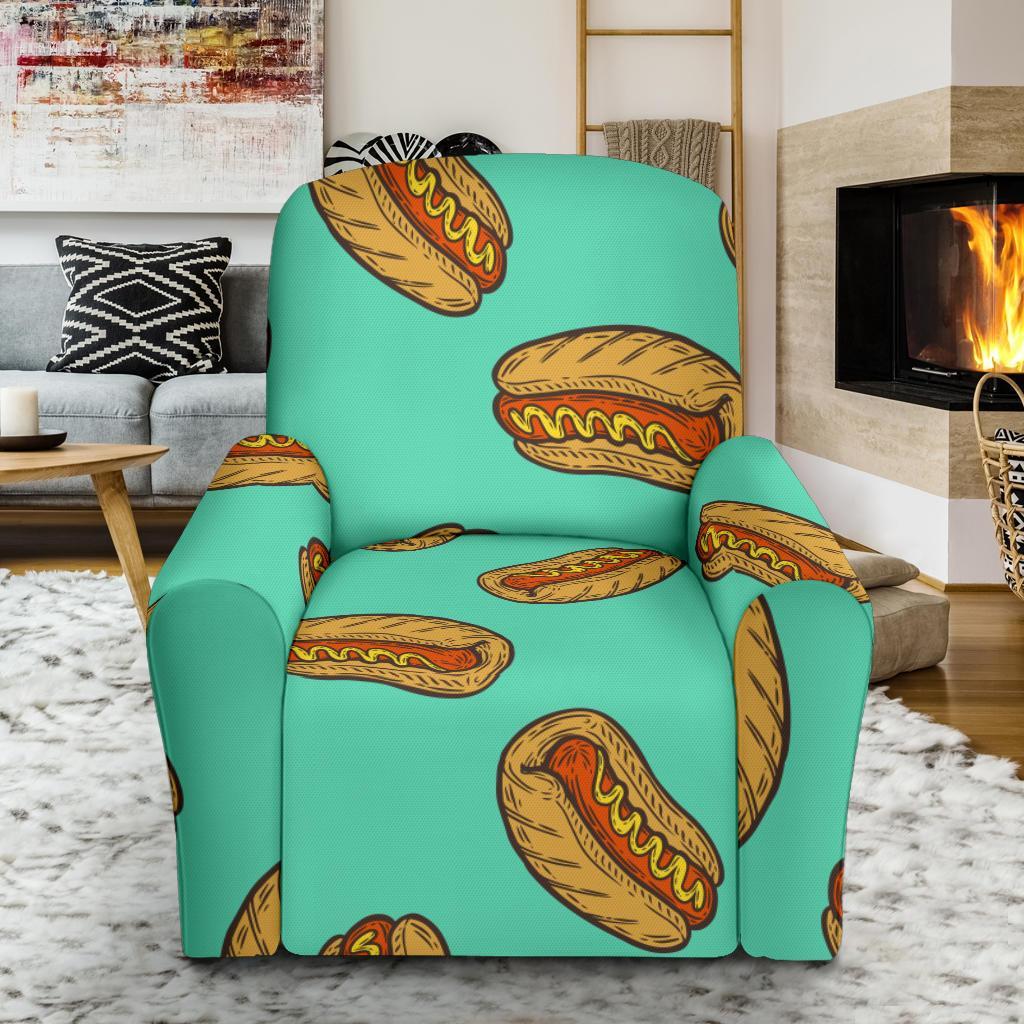 Green Hot Dog Pattern Print Recliner Cover-grizzshop